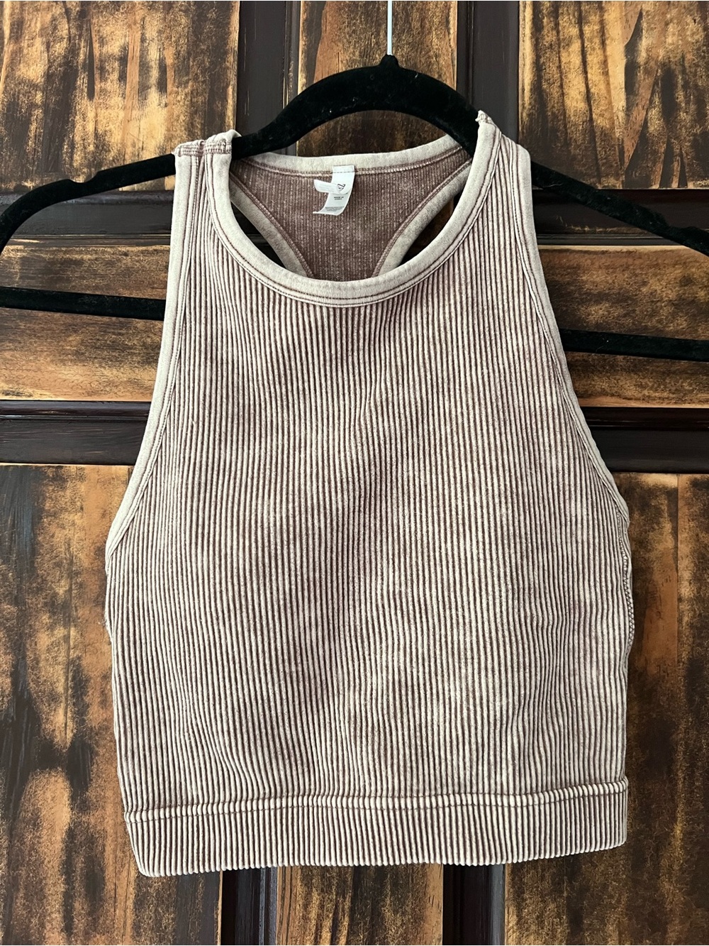 Zenana Outfitters Ribbed Crop Tank - Taupe